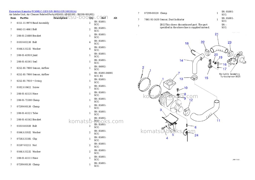 Komatsu PC490LC-11E0 S/N 86053-UP Parts catalog cover Page 2 Komatsu PC490LC-11E0 S/N 86053-UP Parts catalog cover Page 2