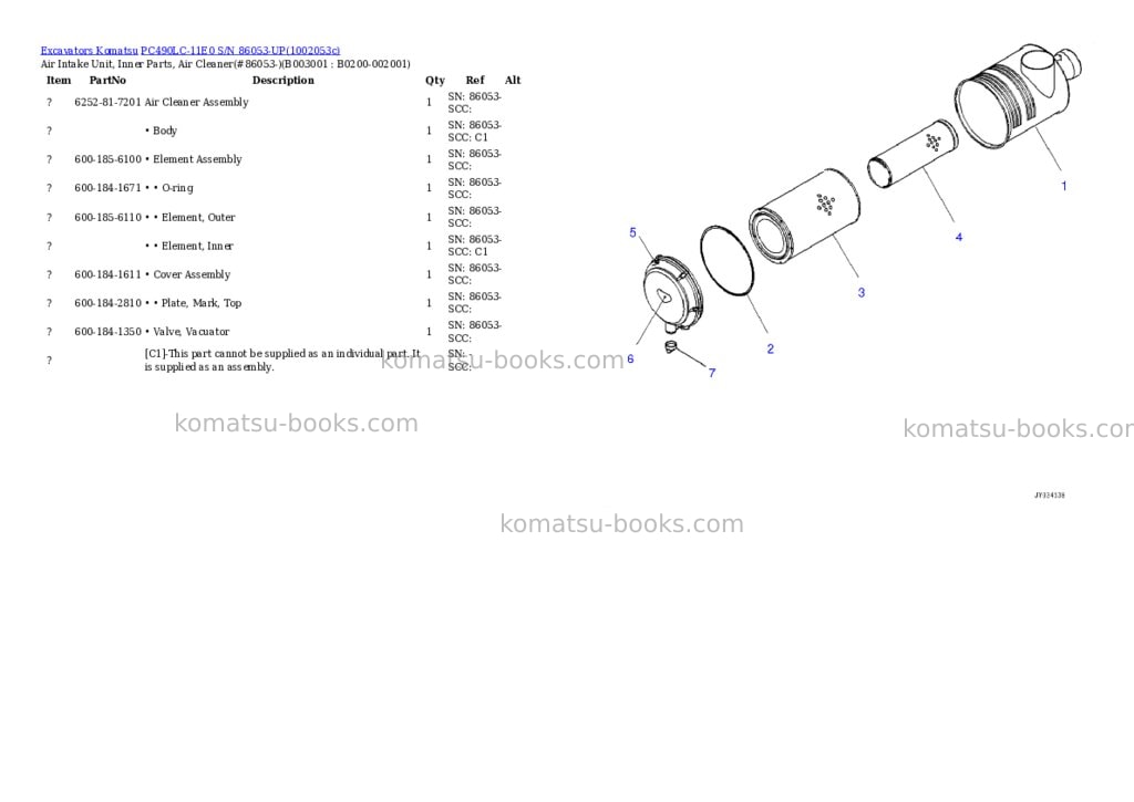 Komatsu PC490LC-11E0 S/N 86053-UP Parts catalog cover Page 4 Komatsu PC490LC-11E0 S/N 86053-UP Parts catalog cover Page 4