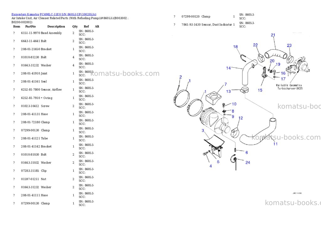 Komatsu PC490LC-11E0 S/N 86053-UP Parts catalog cover Page 5 Komatsu PC490LC-11E0 S/N 86053-UP Parts catalog cover Page 5