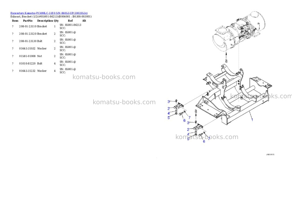 Komatsu PC490LC-11E0 S/N 86053-UP Parts catalog cover Page 7 Komatsu PC490LC-11E0 S/N 86053-UP Parts catalog cover Page 7