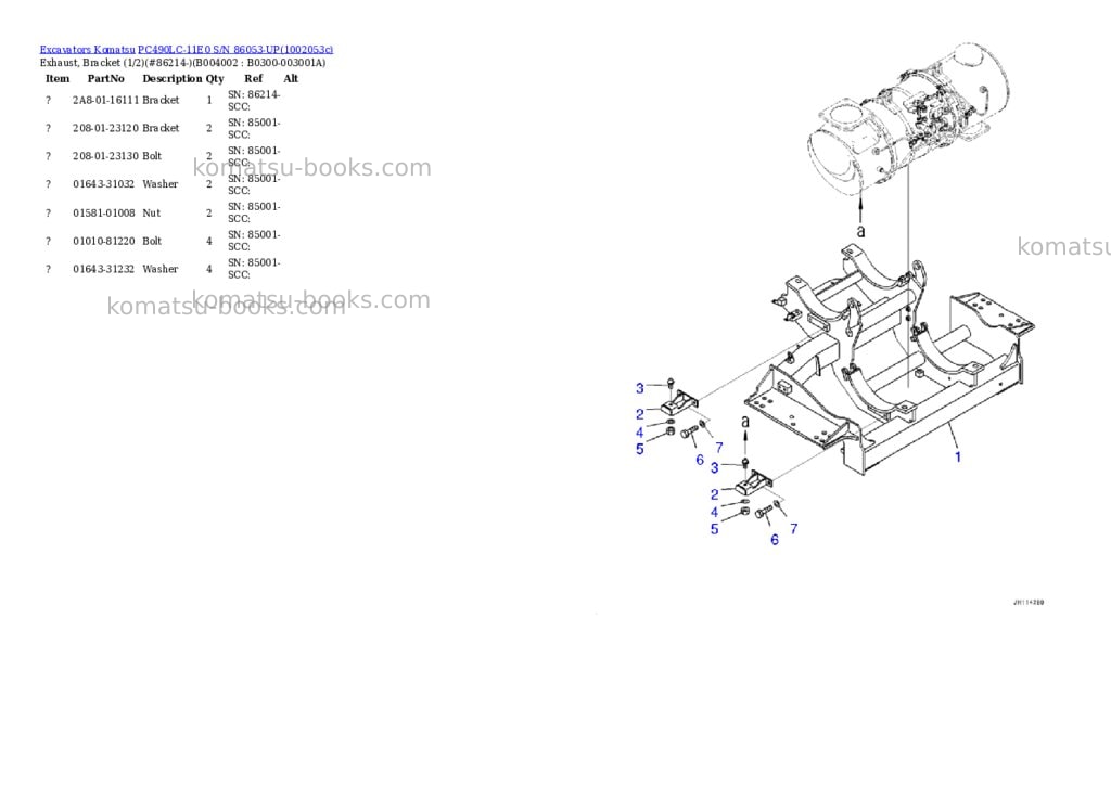 Komatsu PC490LC-11E0 S/N 86053-UP Parts catalog cover Page 8 Komatsu PC490LC-11E0 S/N 86053-UP Parts catalog cover Page 8