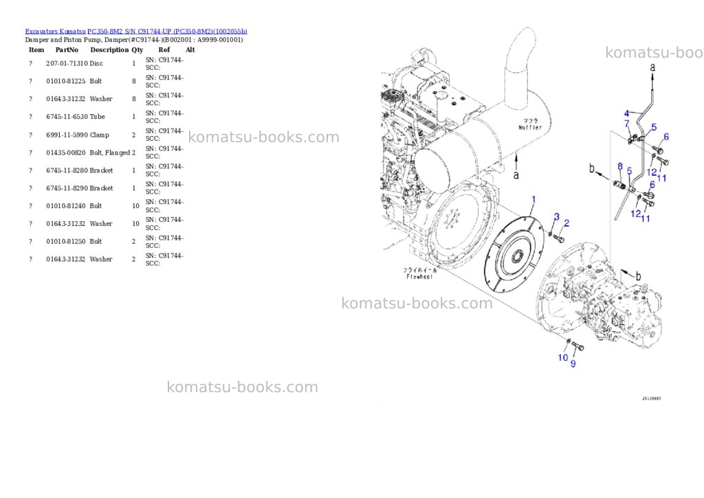 Komatsu PC350-8M2 S/N C91744-UP (PC350-8M2) Parts catalog cover Komatsu PC350-8M2 S/N C91744-UP (PC350-8M2) Parts catalog cover