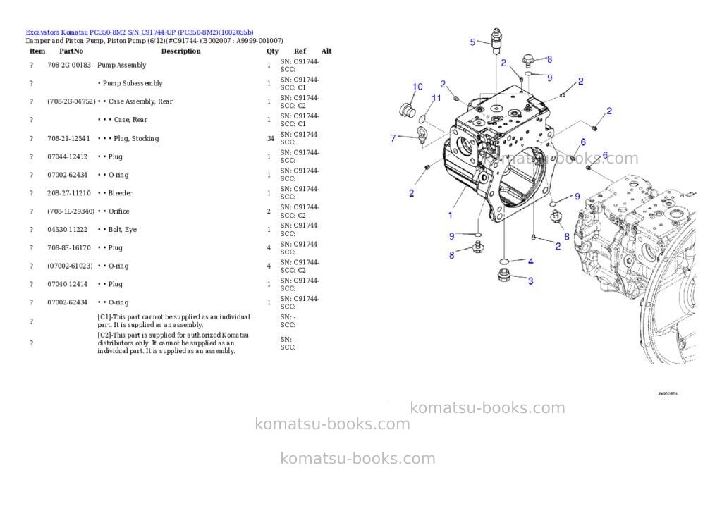 Komatsu PC350-8M2 S/N C91744-UP (PC350-8M2) Parts catalog cover Page 7 Komatsu PC350-8M2 S/N C91744-UP (PC350-8M2) Parts catalog cover Page 7