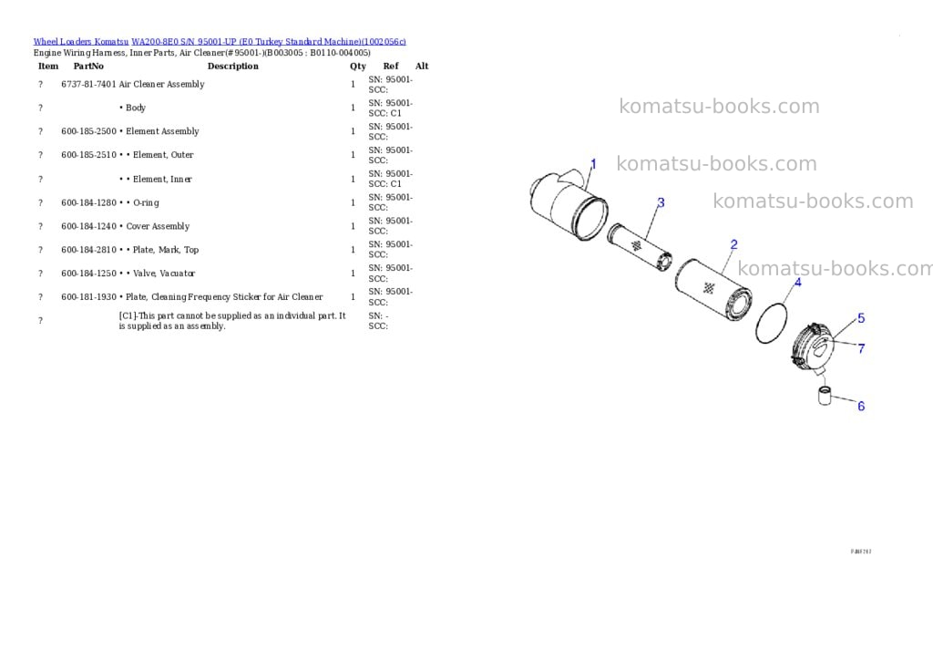 Komatsu WA200-8E0 S/N 95001-UP (E0 Turkey Standard Machine) Parts catalog cover Page 6