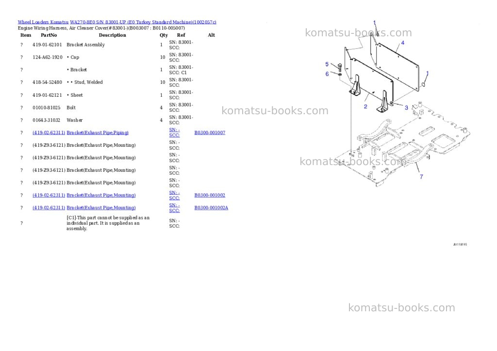 Komatsu WA270-8E0 S/N 83001-UP (E0 Turkey Standard Machine) Parts catalog cover Page 9