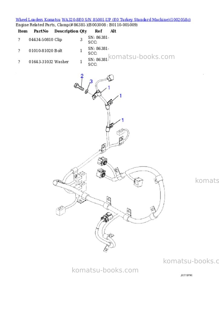 Komatsu WA320-8E0 S/N 85001-UP (E0 Turkey Standard Machine) Parts catalog cover Page 10 Komatsu WA320-8E0 S/N 85001-UP (E0 Turkey Standard Machine) Parts catalog cover Page 10