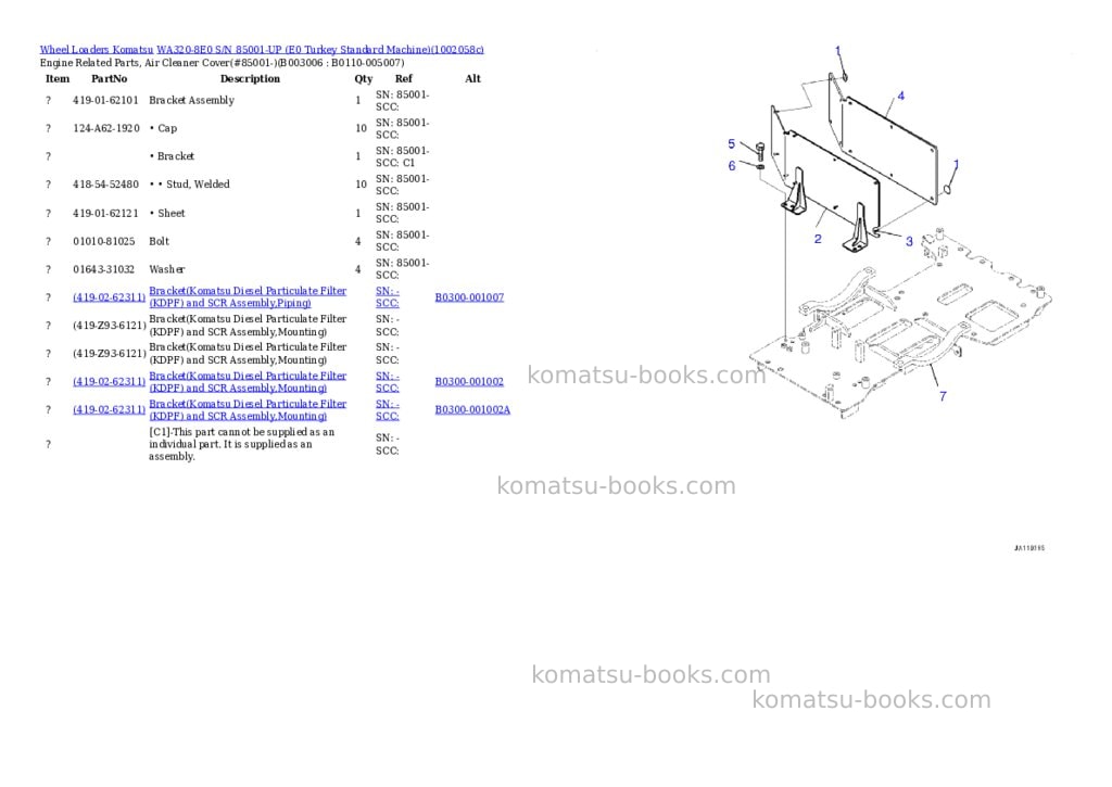 Komatsu WA320-8E0 S/N 85001-UP (E0 Turkey Standard Machine) Parts catalog cover Page 8 Komatsu WA320-8E0 S/N 85001-UP (E0 Turkey Standard Machine) Parts catalog cover Page 8