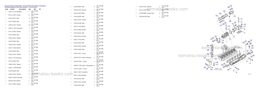 Komatsu SAA6D140E-7 S/N 837398-UP (For GD955-7) Parts catalog cover Page 7