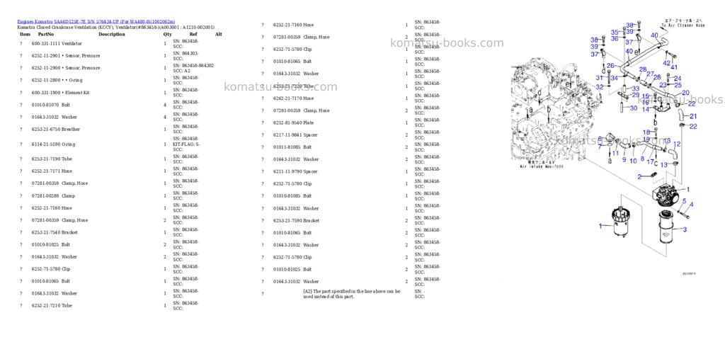 Komatsu SAA6D125E-7E S/N 576434-UP (For WA480-8) Parts catalog cover Page 2
