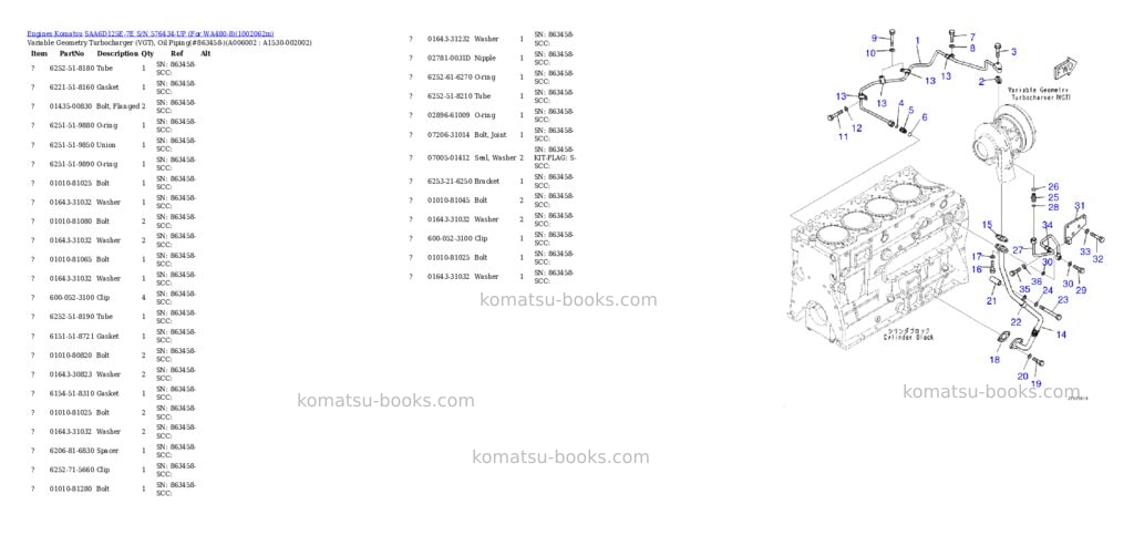 Komatsu SAA6D125E-7E S/N 576434-UP (For WA480-8) Parts catalog cover Page 7