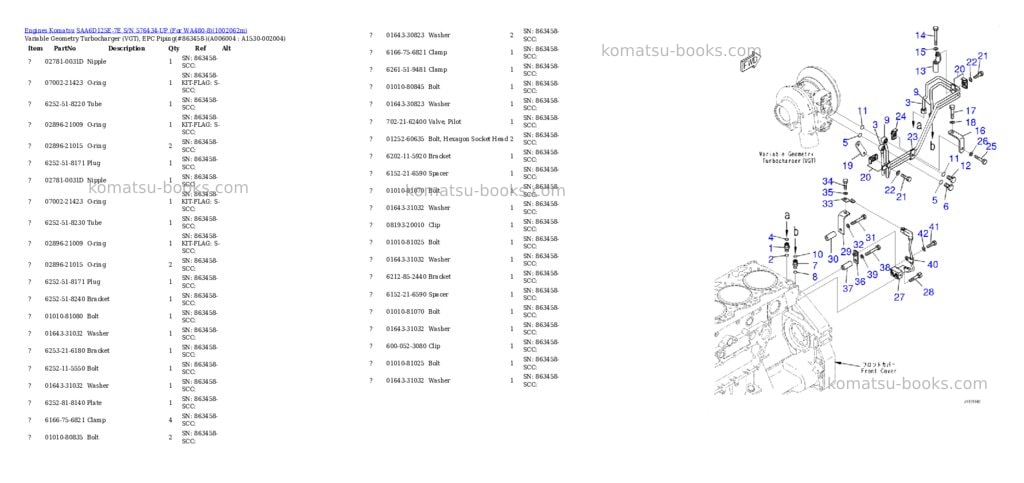 Komatsu SAA6D125E-7E S/N 576434-UP (For WA480-8) Parts catalog cover Page 9