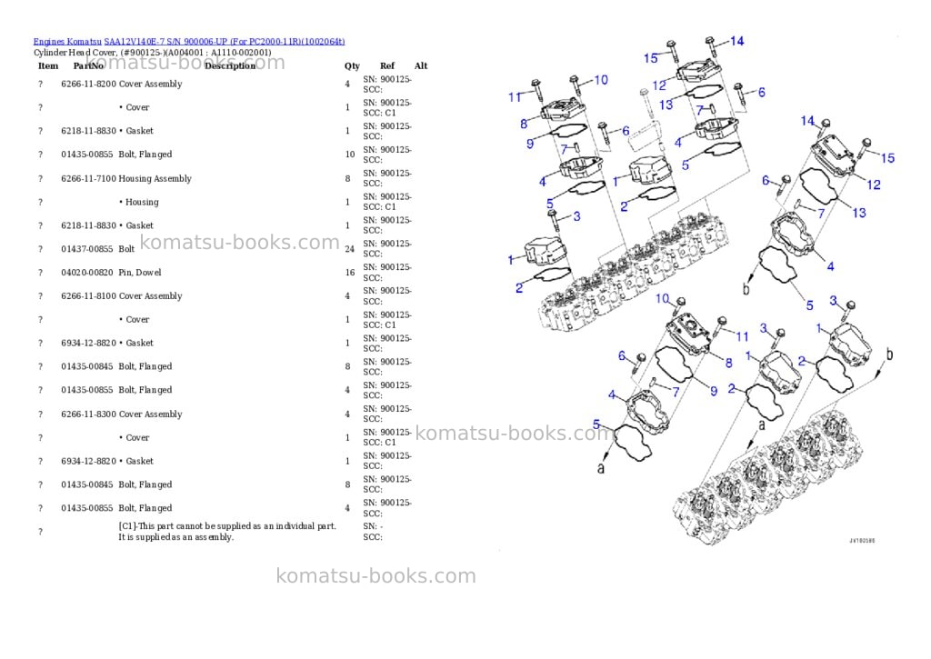 Komatsu SAA12V140E-7 S/N 900006-UP (For PC2000-11R) Parts catalog cover Page 3