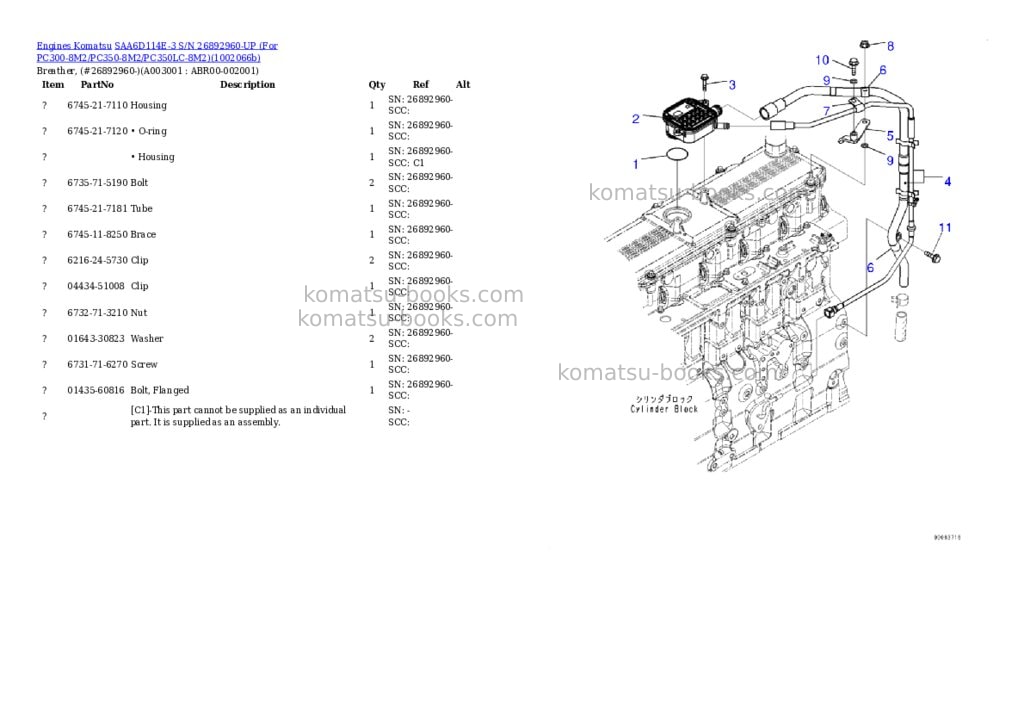 Komatsu SAA6D114E-3 S/N 26892960-UP (For PC300-8M2/PC350-8M2/PC350LC-8M2) Parts catalog cover Page 2