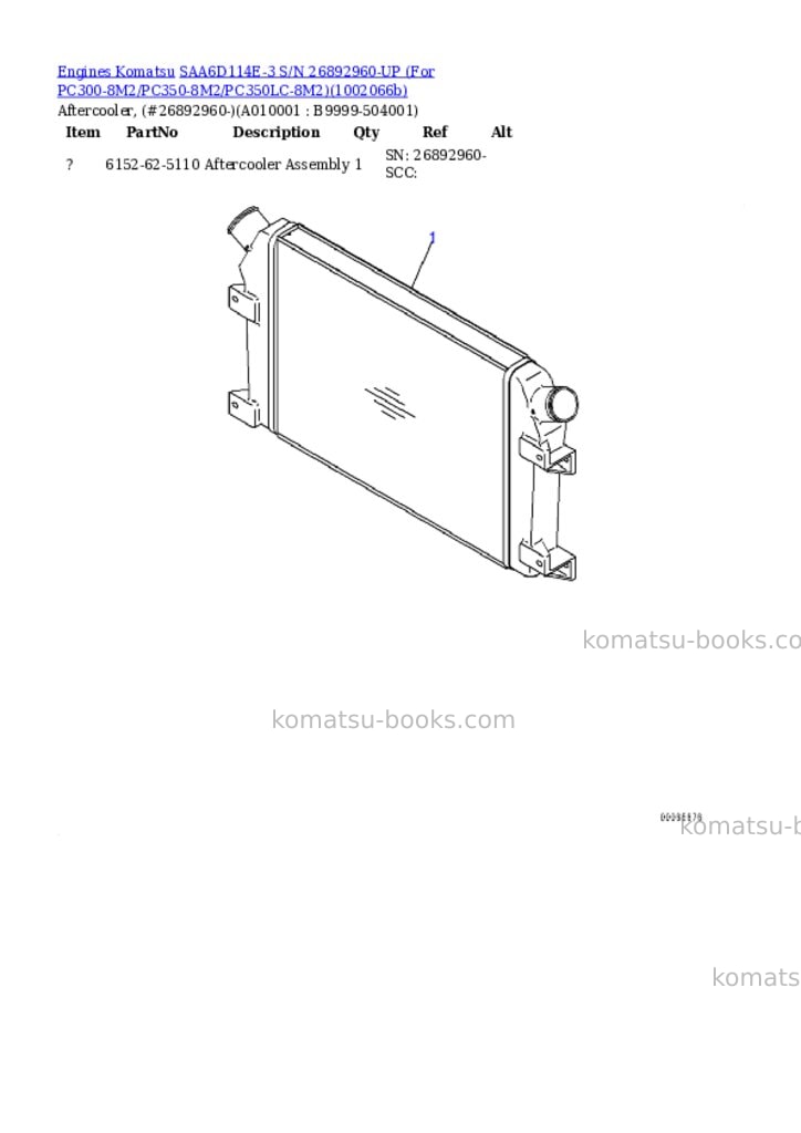 Komatsu SAA6D114E-3 S/N 26892960-UP (For PC300-8M2/PC350-8M2/PC350LC-8M2) Parts catalog cover Page 9
