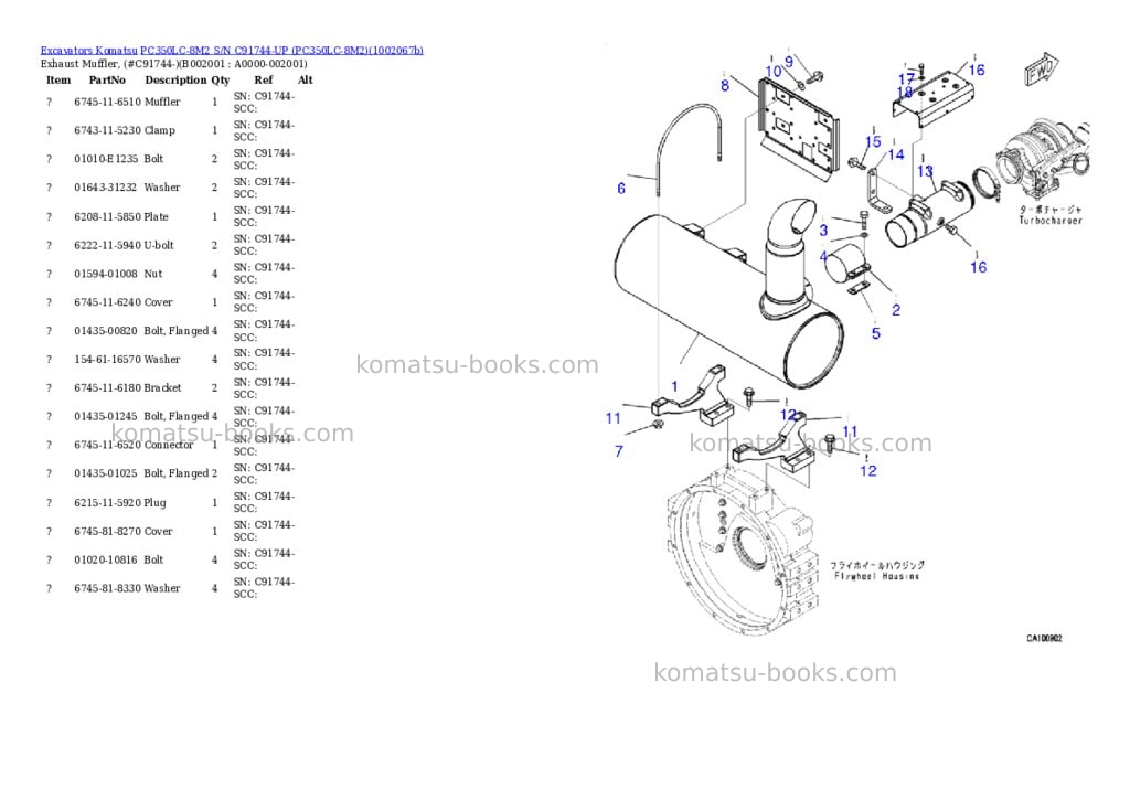 Komatsu PC350LC-8M2 S/N C91744-UP (PC350LC-8M2) Parts catalog cover Komatsu PC350LC-8M2 S/N C91744-UP (PC350LC-8M2) Parts catalog cover