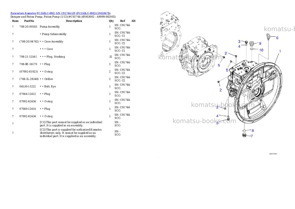 Komatsu PC350LC-8M2 S/N C91744-UP (PC350LC-8M2) Parts catalog cover Page 3 Komatsu PC350LC-8M2 S/N C91744-UP (PC350LC-8M2) Parts catalog cover Page 3