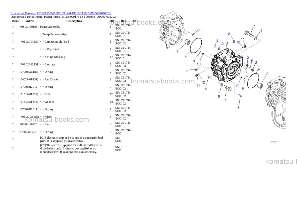 Komatsu PC350LC-8M2 S/N C91744-UP (PC350LC-8M2) Parts catalog cover Page 4 Komatsu PC350LC-8M2 S/N C91744-UP (PC350LC-8M2) Parts catalog cover Page 4