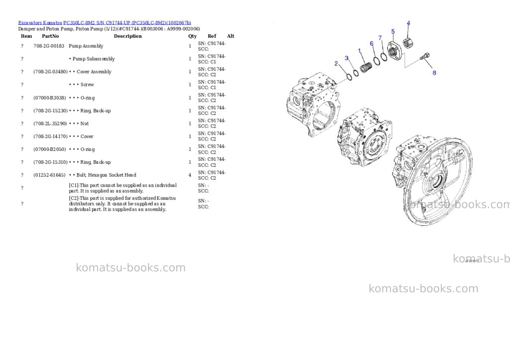 Komatsu PC350LC-8M2 S/N C91744-UP (PC350LC-8M2) Parts catalog cover Page 7 Komatsu PC350LC-8M2 S/N C91744-UP (PC350LC-8M2) Parts catalog cover Page 7