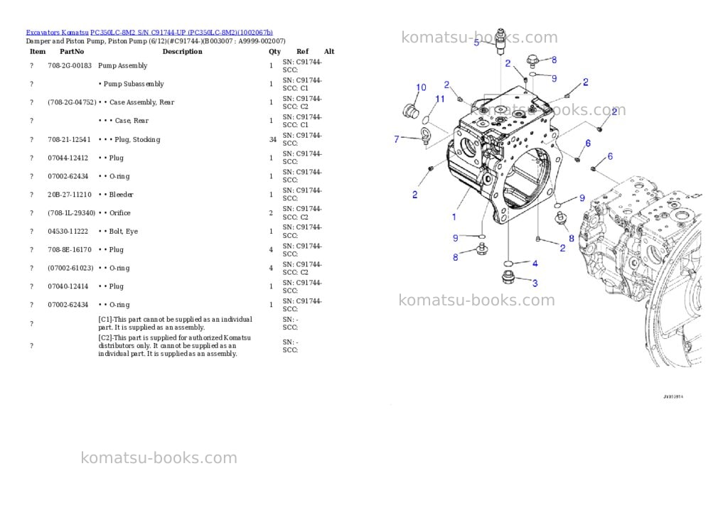 Komatsu PC350LC-8M2 S/N C91744-UP (PC350LC-8M2) Parts catalog cover Page 8 Komatsu PC350LC-8M2 S/N C91744-UP (PC350LC-8M2) Parts catalog cover Page 8