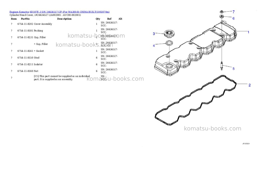 Komatsu 6D107E-3 S/N 26634517-UP (For WA380-8) CHINA BUILT Parts catalog cover Page 2 Komatsu 6D107E-3 S/N 26634517-UP (For WA380-8) CHINA BUILT Parts catalog cover Page 2
