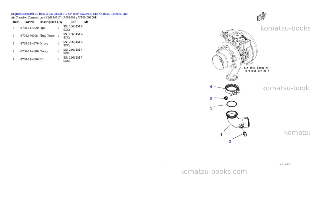 Komatsu 6D107E-3 S/N 26634517-UP (For WA380-8) CHINA BUILT Parts catalog cover Page 6 Komatsu 6D107E-3 S/N 26634517-UP (For WA380-8) CHINA BUILT Parts catalog cover Page 6