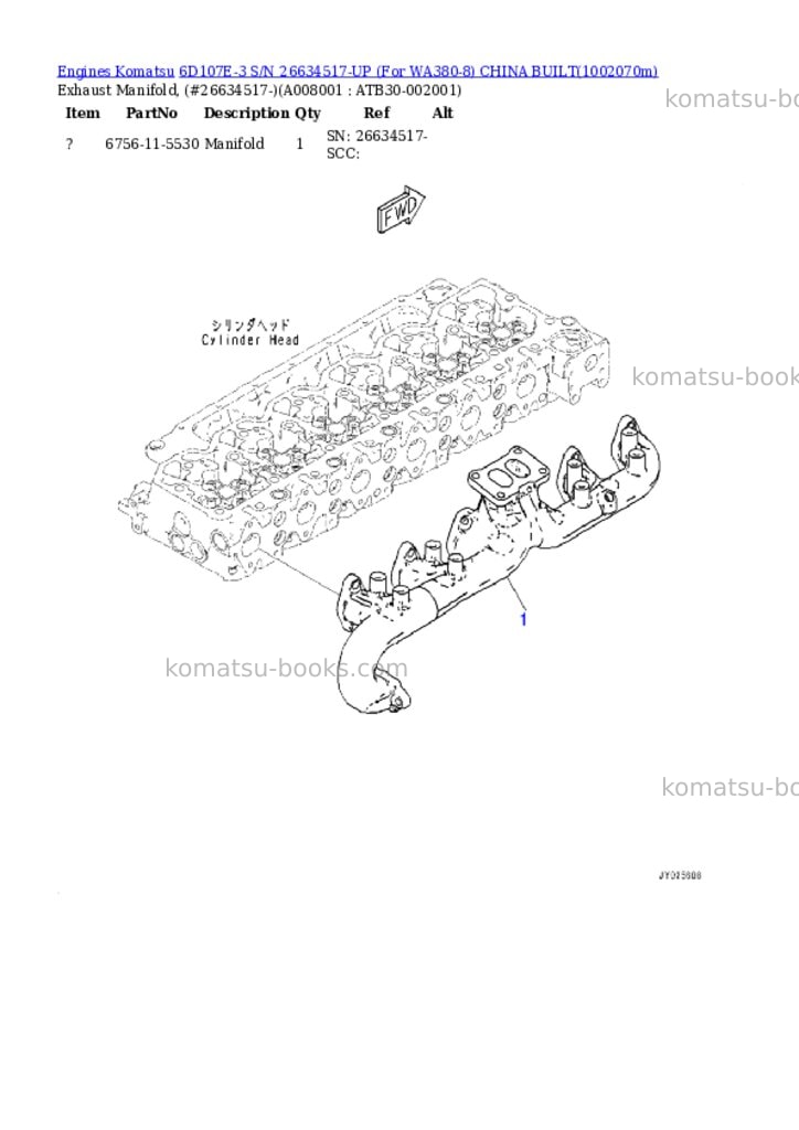 Komatsu 6D107E-3 S/N 26634517-UP (For WA380-8) CHINA BUILT Parts catalog cover Page 8 Komatsu 6D107E-3 S/N 26634517-UP (For WA380-8) CHINA BUILT Parts catalog cover Page 8