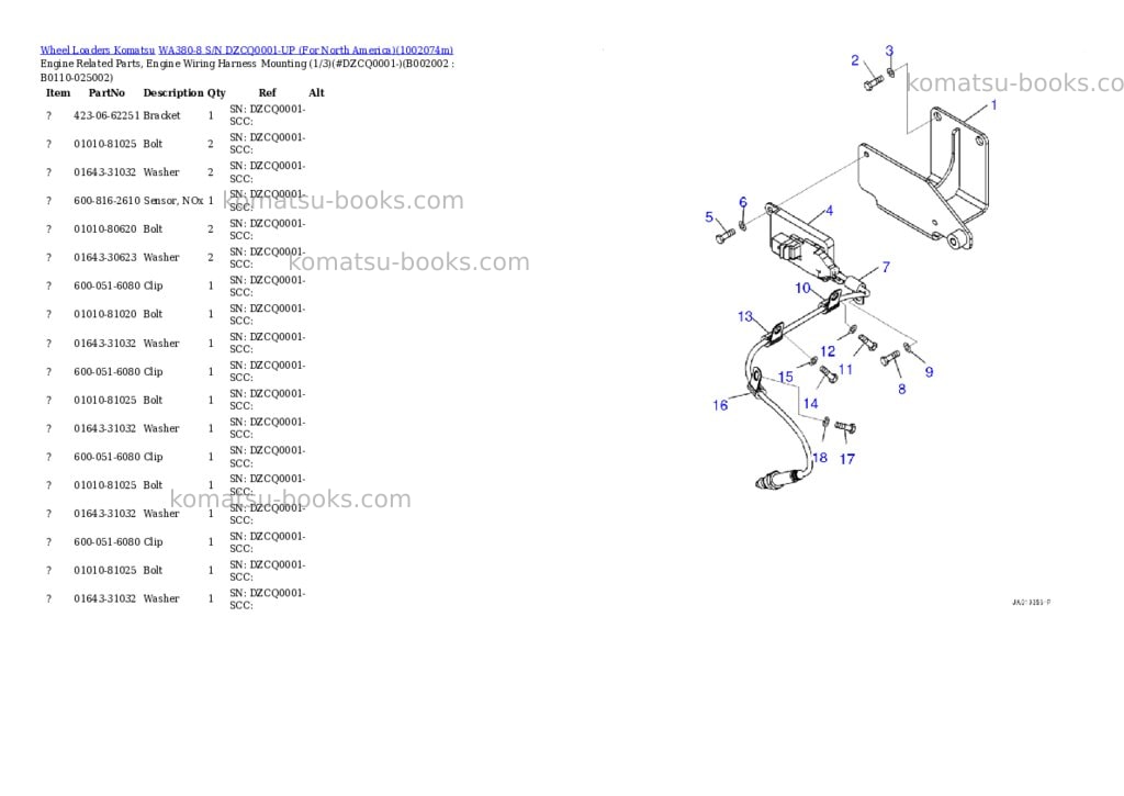 Komatsu WA380-8 S/N DZCQ0001-UP (For North America) Parts catalog cover Page 2 Komatsu WA380-8 S/N DZCQ0001-UP (For North America) Parts catalog cover Page 2