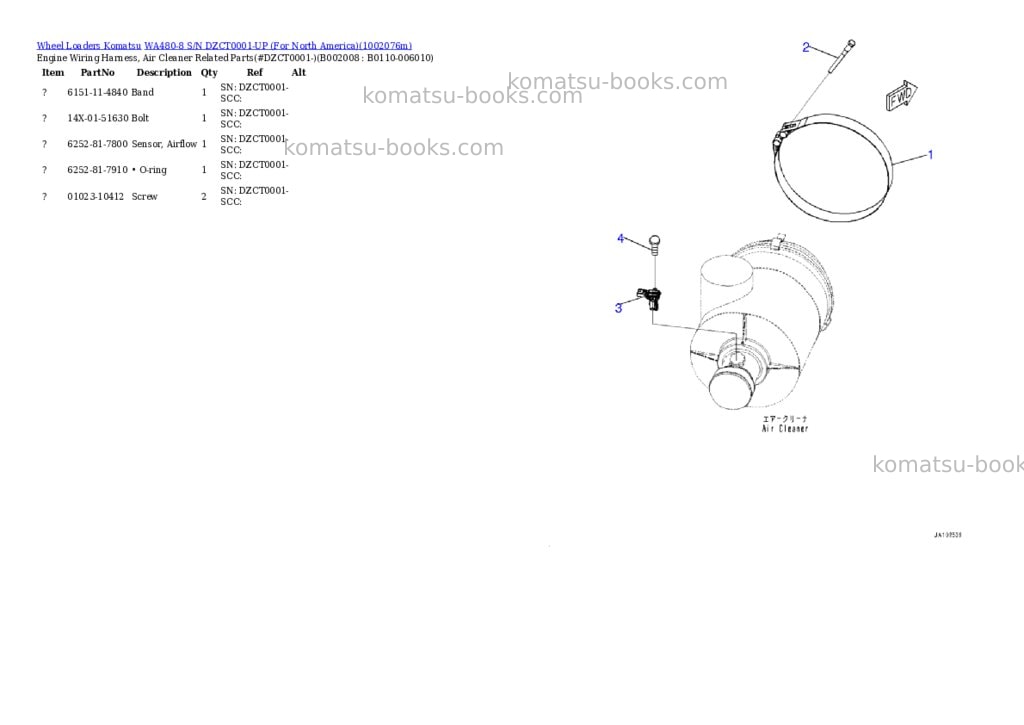Komatsu WA480-8 S/N DZCT0001-UP (For North America) Parts catalog cover Page 8 Komatsu WA480-8 S/N DZCT0001-UP (For North America) Parts catalog cover Page 8