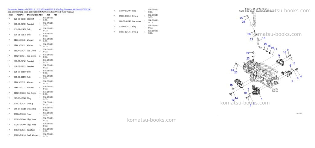 Komatsu PC138US-11E0 S/N 50001-UP (E0 Turkey Standard Machine) Parts catalog cover