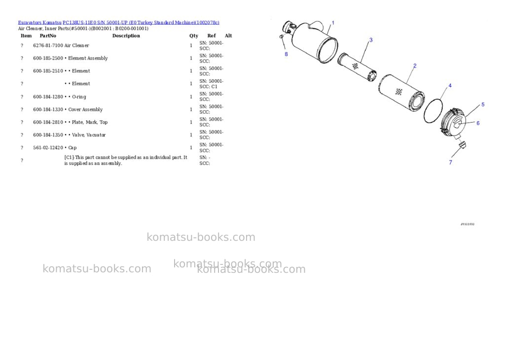 Komatsu PC138US-11E0 S/N 50001-UP (E0 Turkey Standard Machine) Parts catalog cover Page 4