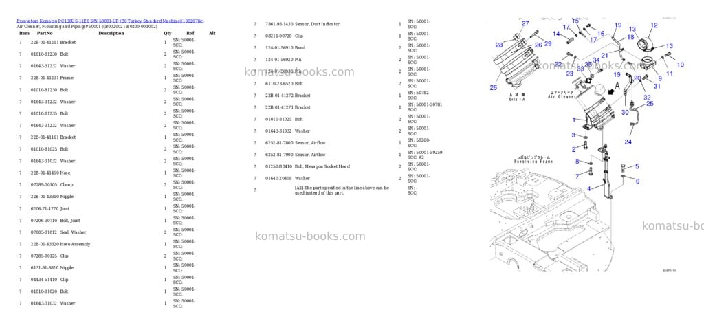 Komatsu PC138US-11E0 S/N 50001-UP (E0 Turkey Standard Machine) Parts catalog cover Page 5