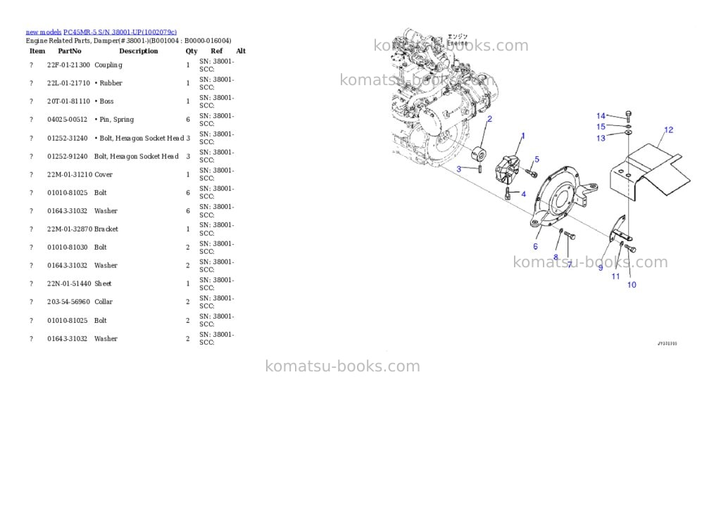 Komatsu PC45MR-5 S/N 38001-UP Parts catalog cover Page 4 Komatsu PC45MR-5 S/N 38001-UP Parts catalog cover Page 4