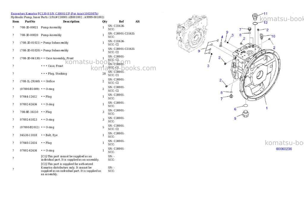 Komatsu PC130-8 S/N C30001-UP (For Asia) Parts catalog cover Komatsu PC130-8 S/N C30001-UP (For Asia) Parts catalog cover