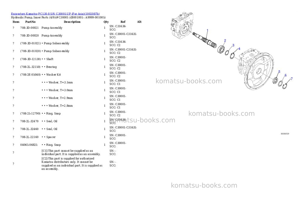 Komatsu PC130-8 S/N C30001-UP (For Asia) Parts catalog cover Page 4 Komatsu PC130-8 S/N C30001-UP (For Asia) Parts catalog cover Page 4