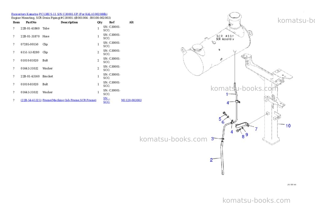 Komatsu PC138US-11 S/N C30001-UP (For KAL) Parts catalog cover Page 3