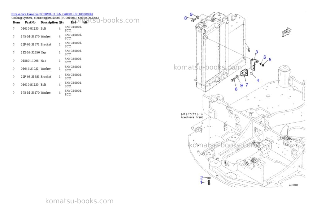 Komatsu PC88MR-11 S/N C40001-UP Parts catalog cover Page 10 Komatsu PC88MR-11 S/N C40001-UP Parts catalog cover Page 10