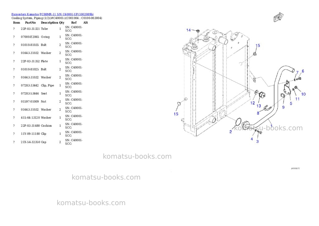 Komatsu PC88MR-11 S/N C40001-UP Parts catalog cover Page 8 Komatsu PC88MR-11 S/N C40001-UP Parts catalog cover Page 8