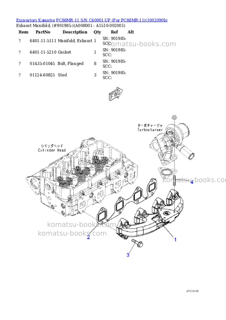 Komatsu PC88MR-11 S/N C40001-UP (For PC88MR-11) Parts catalog cover Page 7 Komatsu PC88MR-11 S/N C40001-UP (For PC88MR-11) Parts catalog cover Page 7