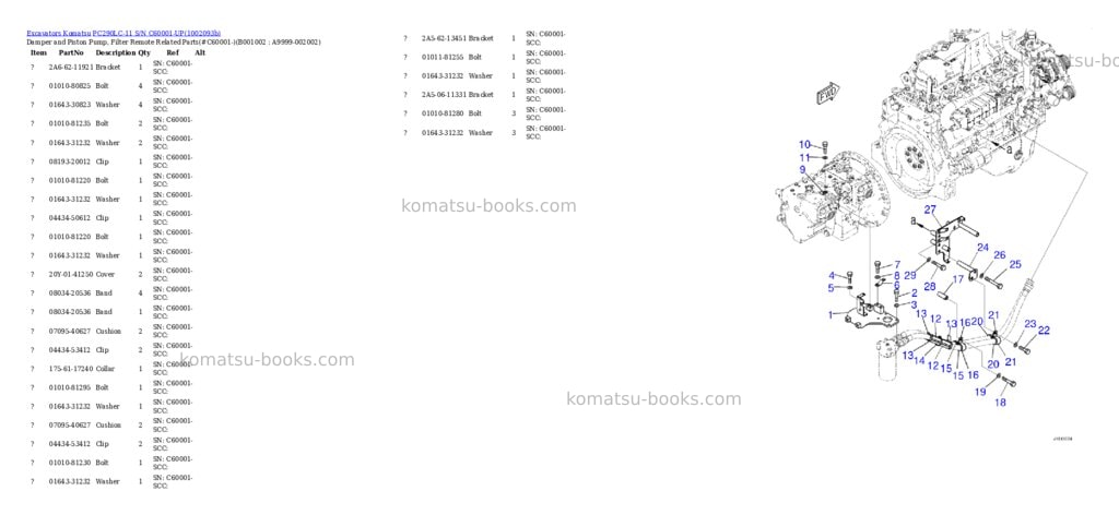Komatsu PC290LC-11 S/N C60001-UP Parts catalog cover Komatsu PC290LC-11 S/N C60001-UP Parts catalog cover