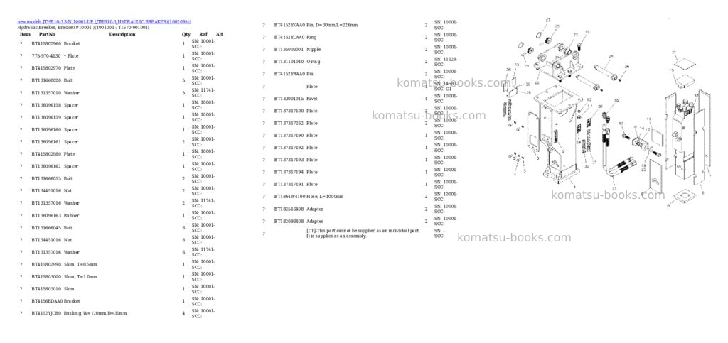 Komatsu JTHB10-3 S/N 10001-UP (JTHB10-3_HYDRAULIC BREAKER) Parts catalog cover