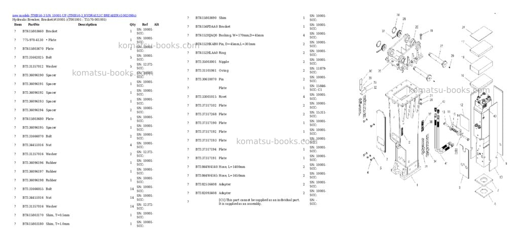 Komatsu JTHB50-3 S/N 10001-UP (JTHB50-3_HYDRAULIC BREAKER) Parts catalog cover
