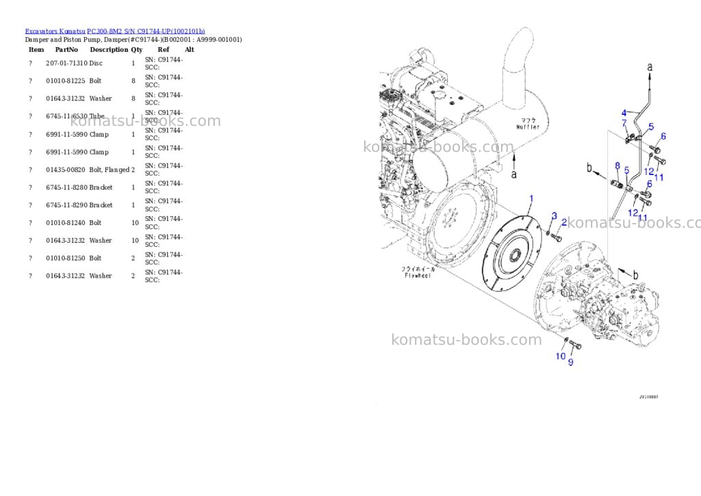 Komatsu PC300-8M2 S/N C91744-UP Parts catalog cover Komatsu PC300-8M2 S/N C91744-UP Parts catalog cover