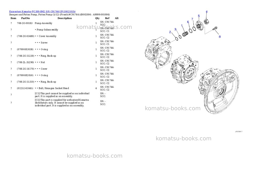 Komatsu PC300-8M2 S/N C91744-UP Parts catalog cover Page 6 Komatsu PC300-8M2 S/N C91744-UP Parts catalog cover Page 6