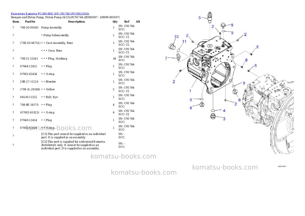Komatsu PC300-8M2 S/N C91744-UP Parts catalog cover Page 7 Komatsu PC300-8M2 S/N C91744-UP Parts catalog cover Page 7