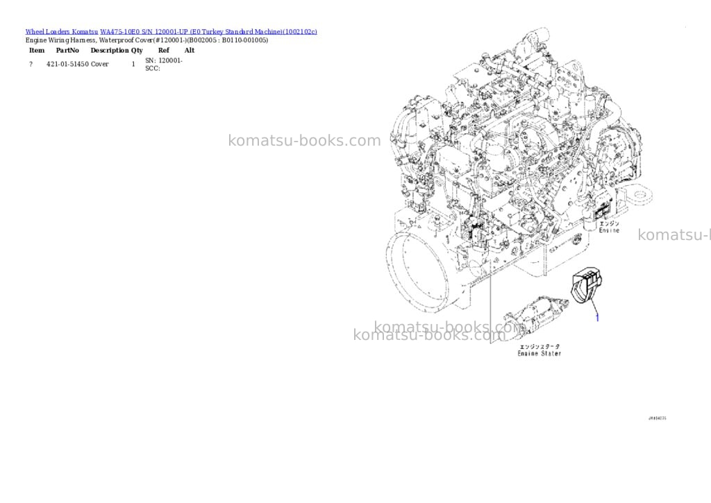 Komatsu WA475-10E0 S/N 120001-UP (E0 Turkey Standard Machine) Parts catalog cover Page 5