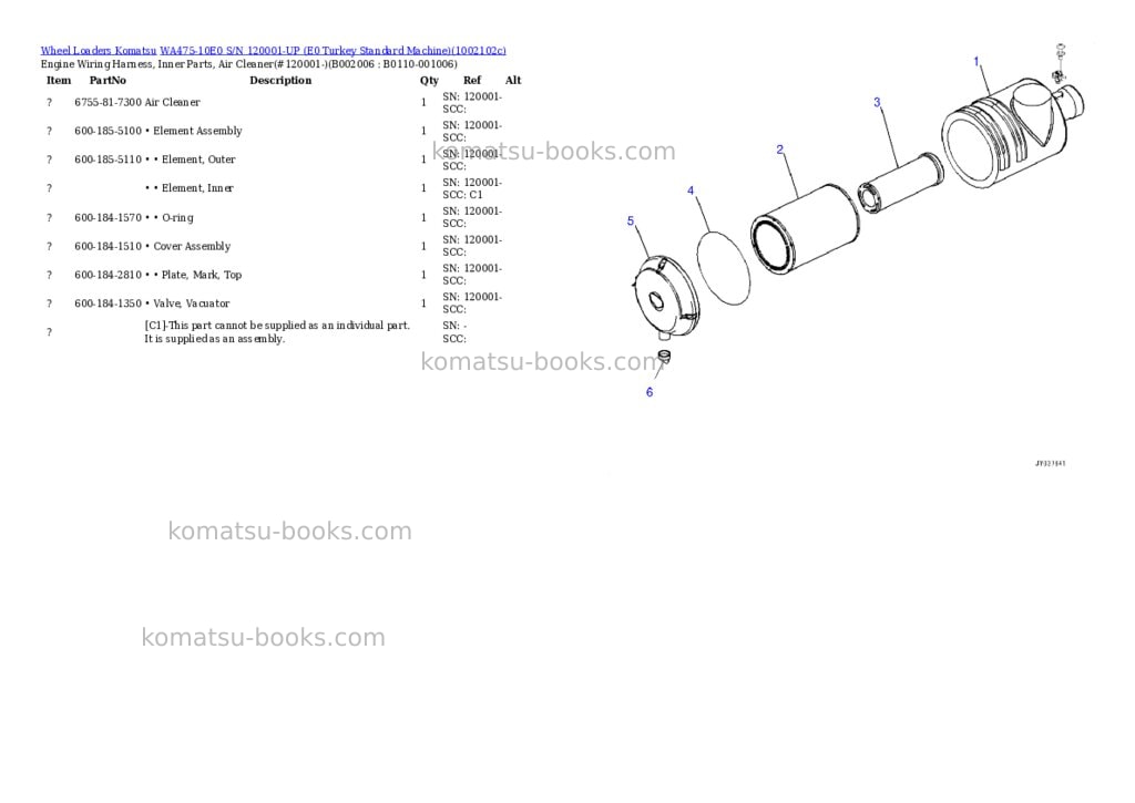 Komatsu WA475-10E0 S/N 120001-UP (E0 Turkey Standard Machine) Parts catalog cover Page 6