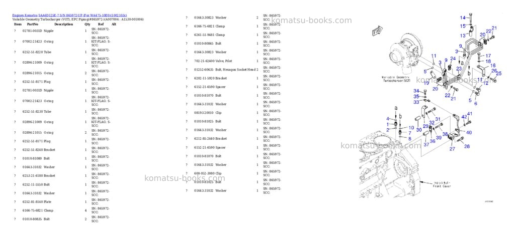 Komatsu SAA6D125E-7 S/N 865972-UP (For WA475-10E0) Parts catalog cover Page 2