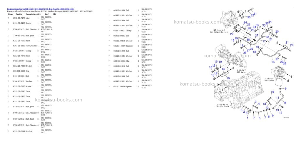 Komatsu SAA6D125E-7 S/N 865972-UP (For WA475-10E0) Parts catalog cover Page 3