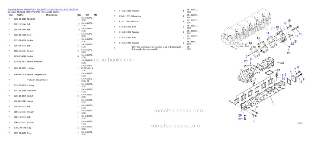 Komatsu SAA6D125E-7 S/N 865972-UP (For WA475-10E0) Parts catalog cover Page 4