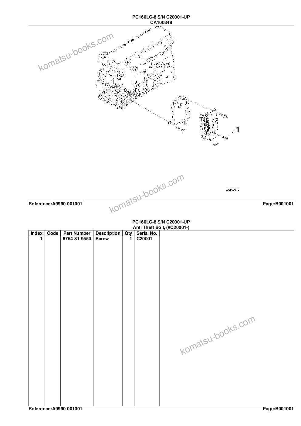 Komatsu PC160LC-8 S/N C20001-UP Parts catalog cover Page 4 Komatsu PC160LC-8 S/N C20001-UP Parts catalog cover Page 4